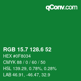 カラーコード: RGB 15.7 128.6 52 | qconv.com