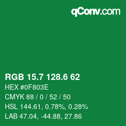 カラーコード: RGB 15.7 128.6 62 | qconv.com
