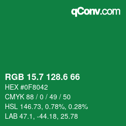 カラーコード: RGB 15.7 128.6 66 | qconv.com