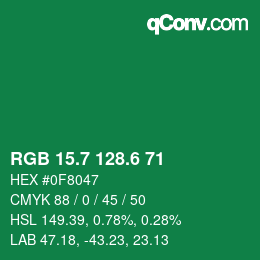 カラーコード: RGB 15.7 128.6 71 | qconv.com