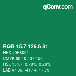 カラーコード: RGB 15.7 128.6 81 | qconv.com