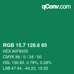 カラーコード: RGB 15.7 128.6 85 | qconv.com