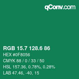 カラーコード: RGB 15.7 128.6 86 | qconv.com