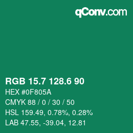 カラーコード: RGB 15.7 128.6 90 | qconv.com