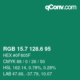カラーコード: RGB 15.7 128.6 95 | qconv.com