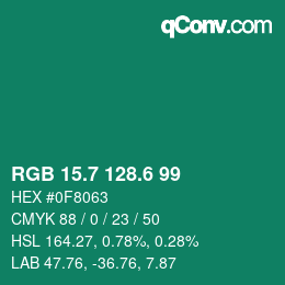 カラーコード: RGB 15.7 128.6 99 | qconv.com