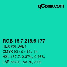 カラーコード: RGB 15.7 218.6 177 | qconv.com