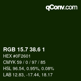 カラーコード: RGB 15.7 38.6 1 | qconv.com