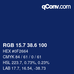 カラーコード: RGB 15.7 38.6 100 | qconv.com