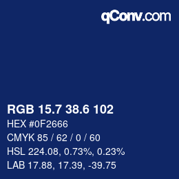 カラーコード: RGB 15.7 38.6 102 | qconv.com