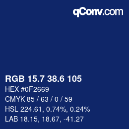 カラーコード: RGB 15.7 38.6 105 | qconv.com