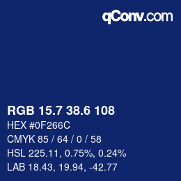 カラーコード: RGB 15.7 38.6 108 | qconv.com