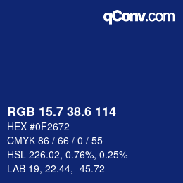 カラーコード: RGB 15.7 38.6 114 | qconv.com