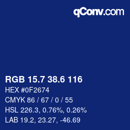 カラーコード: RGB 15.7 38.6 116 | qconv.com