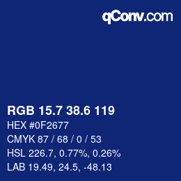 カラーコード: RGB 15.7 38.6 119 | qconv.com