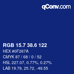 カラーコード: RGB 15.7 38.6 122 | qconv.com