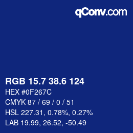 カラーコード: RGB 15.7 38.6 124 | qconv.com