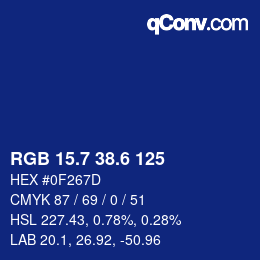 カラーコード: RGB 15.7 38.6 125 | qconv.com