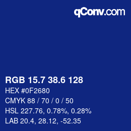 カラーコード: RGB 15.7 38.6 128 | qconv.com