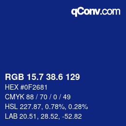 カラーコード: RGB 15.7 38.6 129 | qconv.com