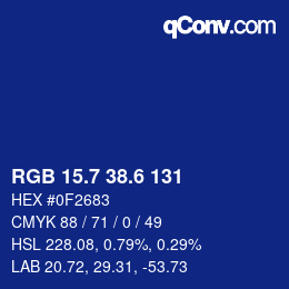 カラーコード: RGB 15.7 38.6 131 | qconv.com