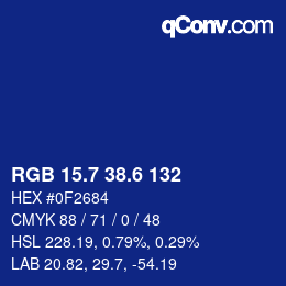 カラーコード: RGB 15.7 38.6 132 | qconv.com