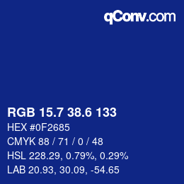 カラーコード: RGB 15.7 38.6 133 | qconv.com