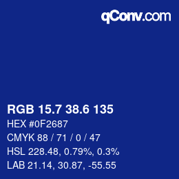 カラーコード: RGB 15.7 38.6 135 | qconv.com