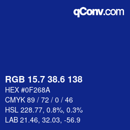 カラーコード: RGB 15.7 38.6 138 | qconv.com
