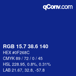 カラーコード: RGB 15.7 38.6 140 | qconv.com
