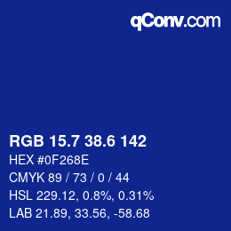 カラーコード: RGB 15.7 38.6 142 | qconv.com