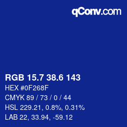 カラーコード: RGB 15.7 38.6 143 | qconv.com