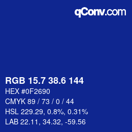 カラーコード: RGB 15.7 38.6 144 | qconv.com