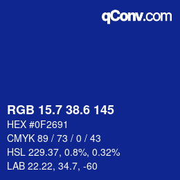 カラーコード: RGB 15.7 38.6 145 | qconv.com