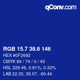 カラーコード: RGB 15.7 38.6 146 | qconv.com