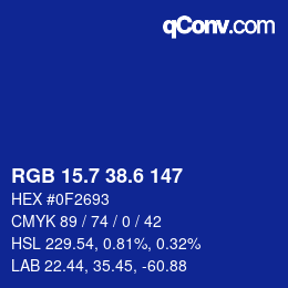 カラーコード: RGB 15.7 38.6 147 | qconv.com