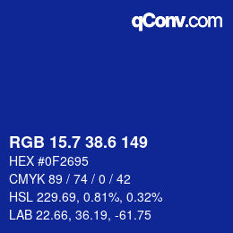 カラーコード: RGB 15.7 38.6 149 | qconv.com