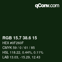カラーコード: RGB 15.7 38.6 15 | qconv.com