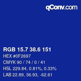 カラーコード: RGB 15.7 38.6 151 | qconv.com