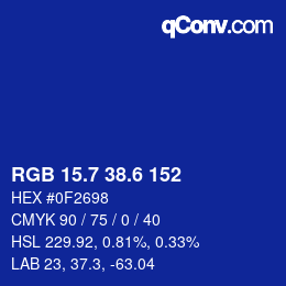 カラーコード: RGB 15.7 38.6 152 | qconv.com