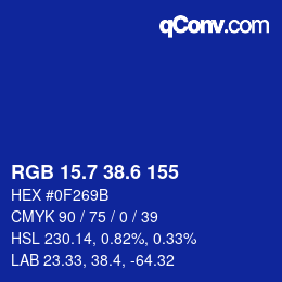 カラーコード: RGB 15.7 38.6 155 | qconv.com