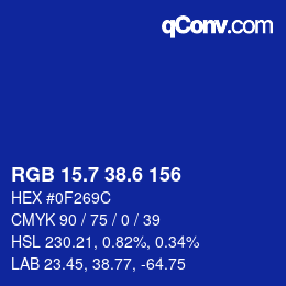 カラーコード: RGB 15.7 38.6 156 | qconv.com