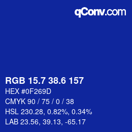カラーコード: RGB 15.7 38.6 157 | qconv.com