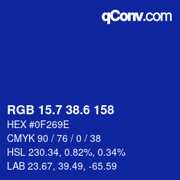カラーコード: RGB 15.7 38.6 158 | qconv.com