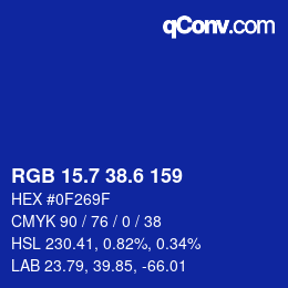 カラーコード: RGB 15.7 38.6 159 | qconv.com