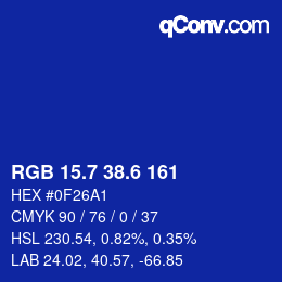 カラーコード: RGB 15.7 38.6 161 | qconv.com