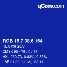カラーコード: RGB 15.7 38.6 164 | qconv.com