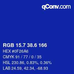 カラーコード: RGB 15.7 38.6 166 | qconv.com