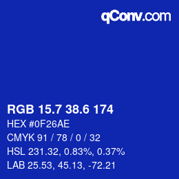 カラーコード: RGB 15.7 38.6 174 | qconv.com