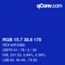 カラーコード: RGB 15.7 38.6 178 | qconv.com